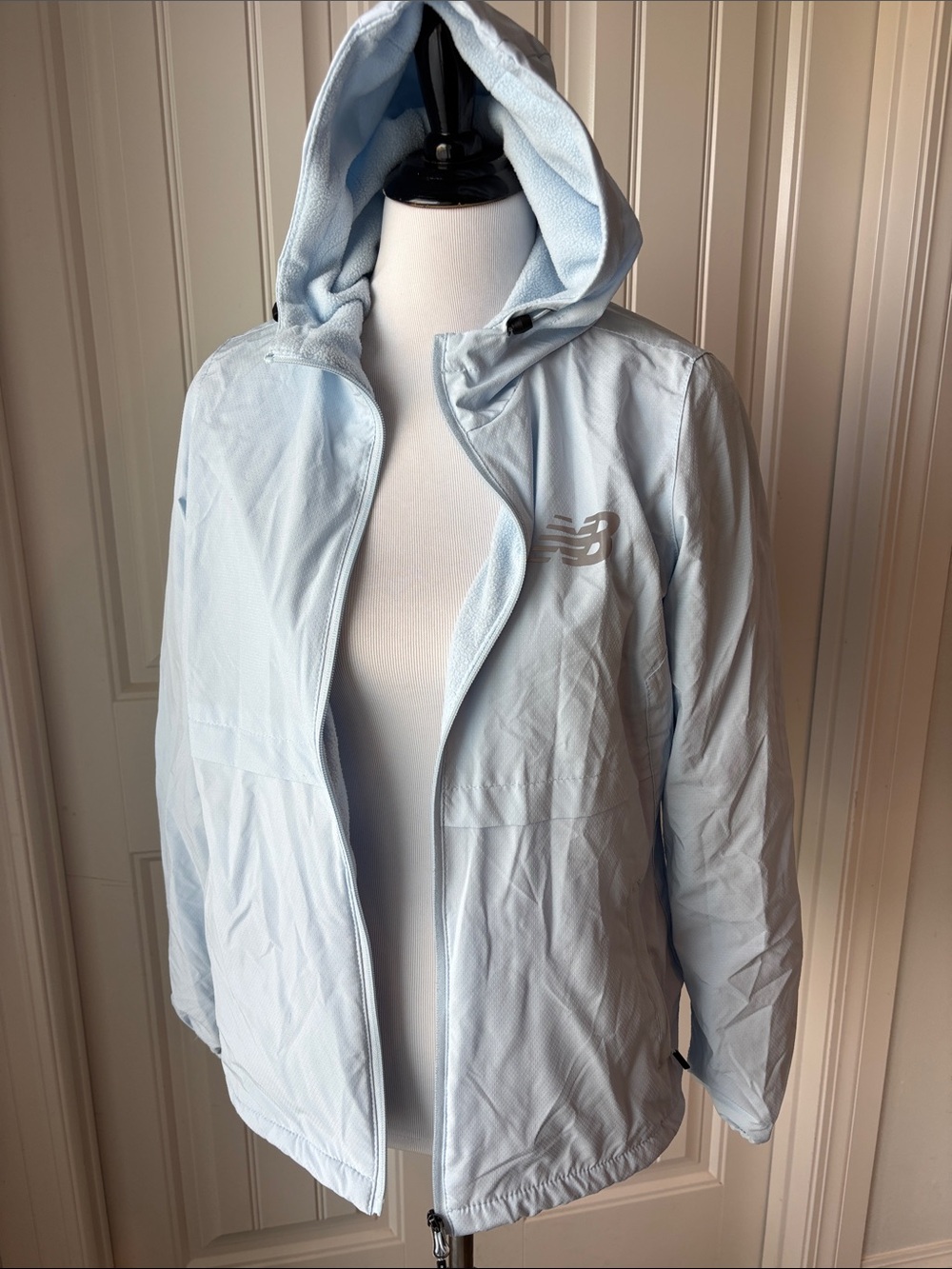 New Balance Women's Pale Blue Hooded Windbreaker Jacket